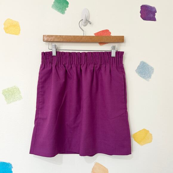 4 J.Crew Purple Elastic Waist The Sidewalk Mini Skirt - Picture 1 of 5
